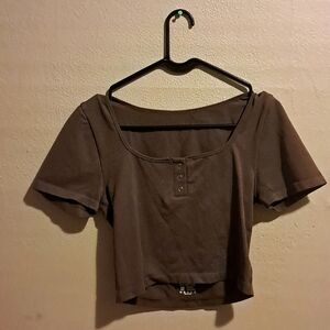 OQQ Brown Crop Top